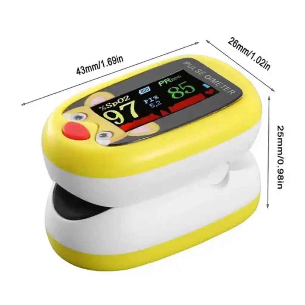 Pulso Oxímetro Pediátrico Recargable Infantil Color Amarillo