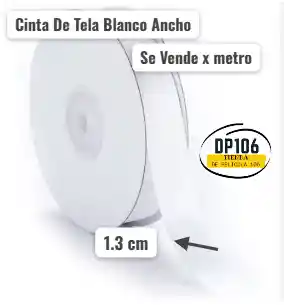 Cinta De Tela Blanco Ancho 1.3 Cm X Metro