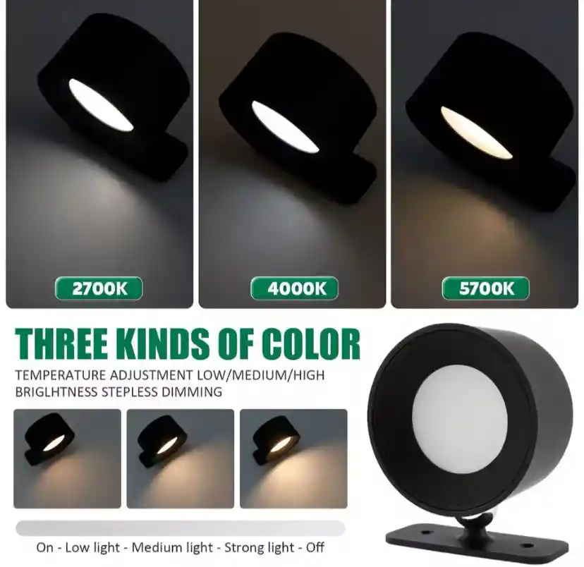Lámpara De Pared Led Con Bola Magnética Giratoria De 360°