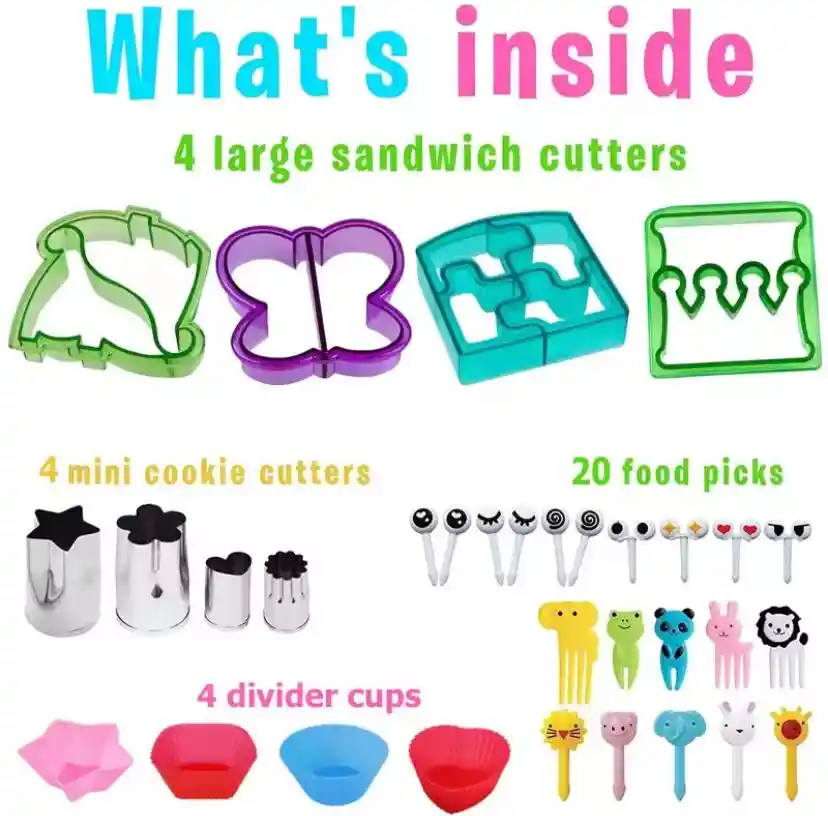 Kit Moldes Cortadores Para Sanwich Y Fruta X 32 Pza