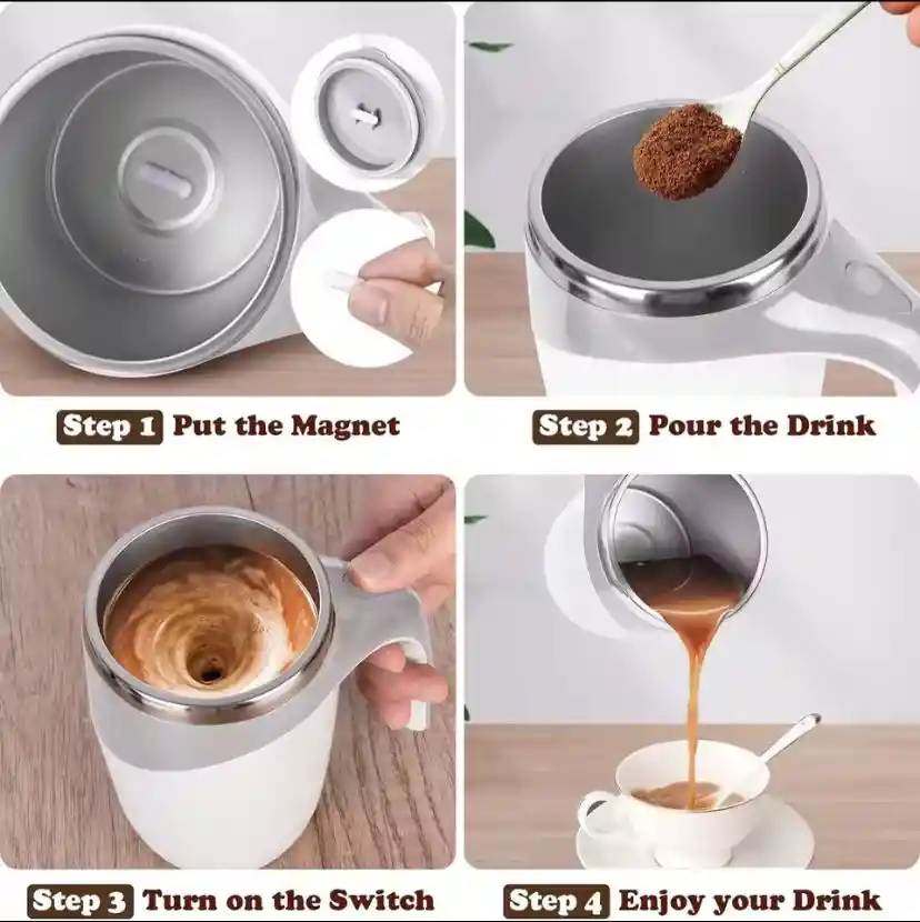 Taza Mug Magnetica Batidora Mezcladora 450ml Recargable