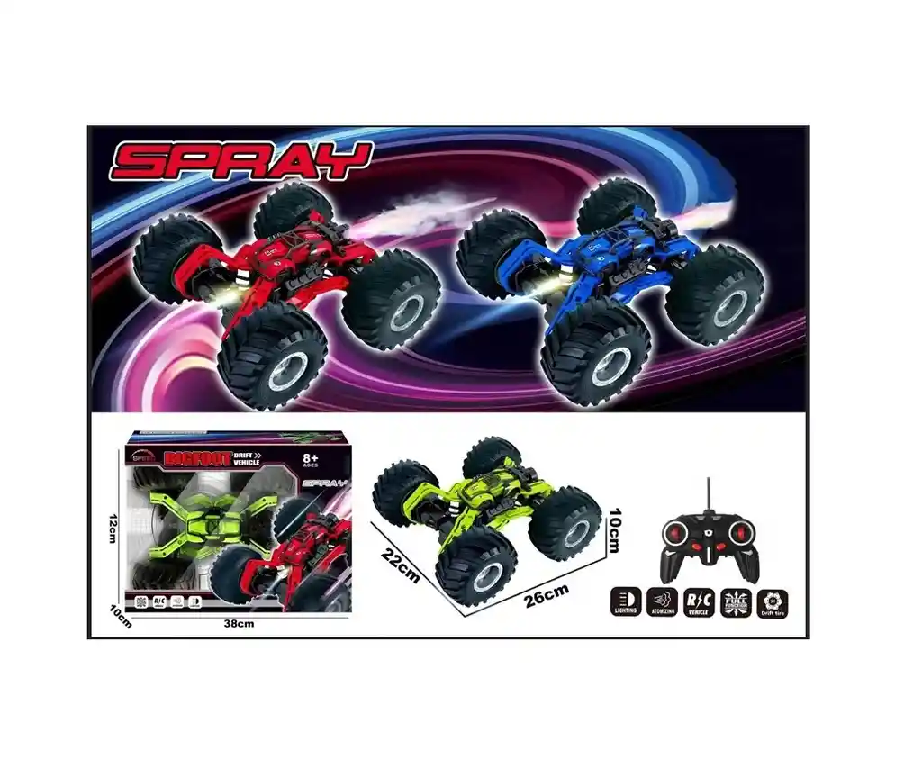 Carro Todoterreno Con Luces + Sonido + Vapor A Control Remoto