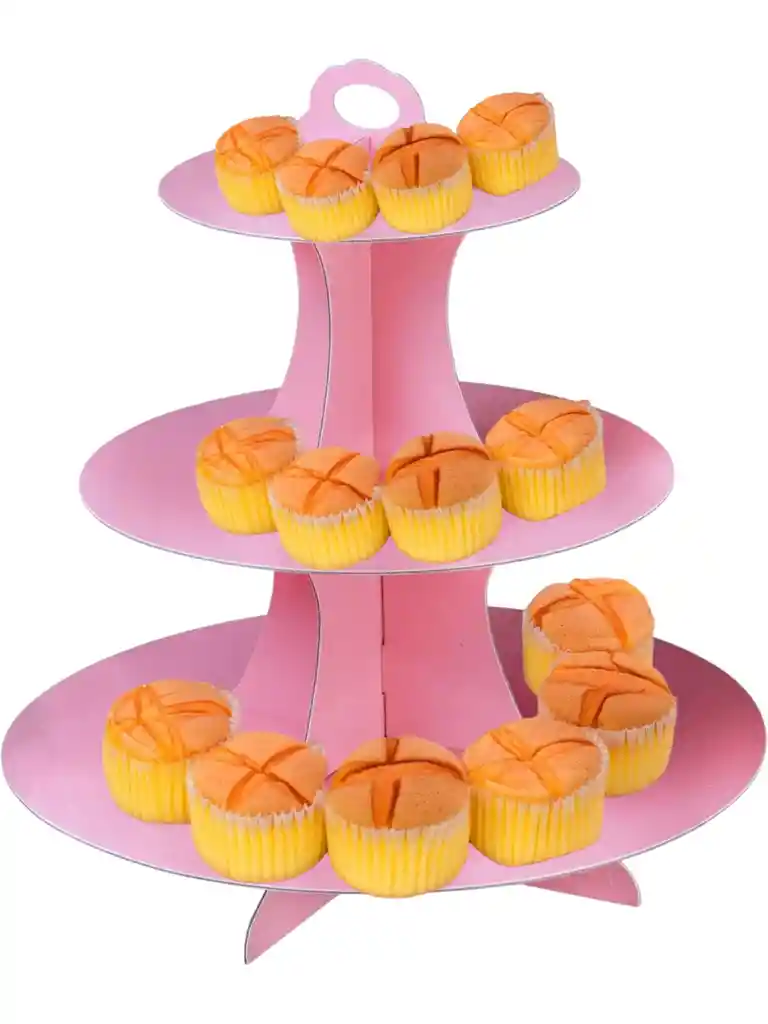 Base Para Cupcakes Cake Pops Torta Galletas Postres 3 Pisos Rosado