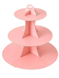 Base Para Cupcakes Cake Pops Torta Galletas Postres 3 Pisos Rosa Claro