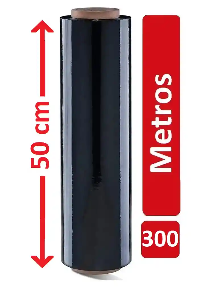 Plastico Para Envolver 300 Metros X 50 Cm Negro Vinipel Industrial Stretch Elástico