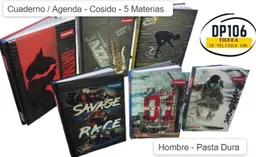 Cuaderno / Agenda Cosido Pasta Dura 5 Materias Diseño Hombre