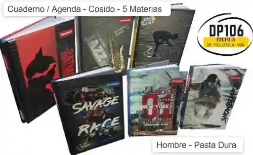 Cuaderno / Agenda Cosido Pasta Dura 5 Materias Diseño Hombre