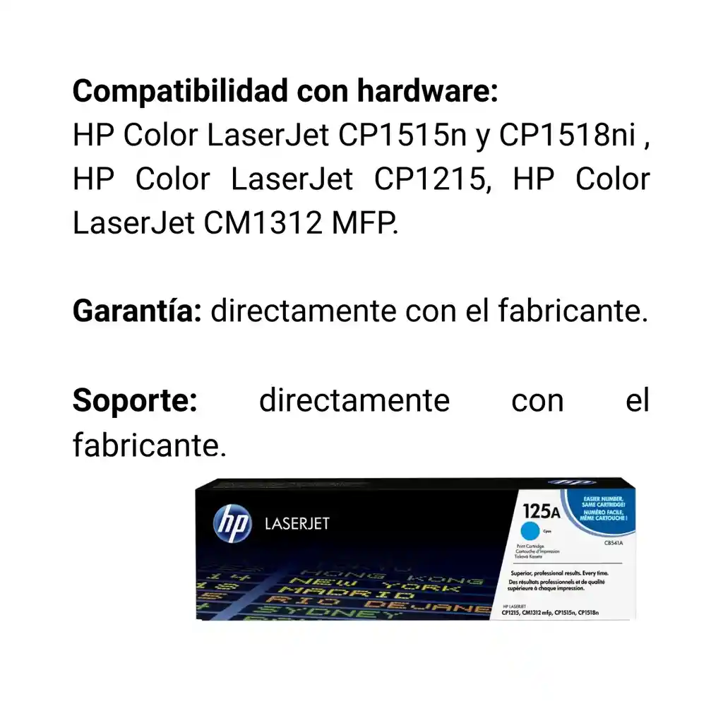 Cartucho Original De Tóner Hp 125a Cian, 1.400 Páginas