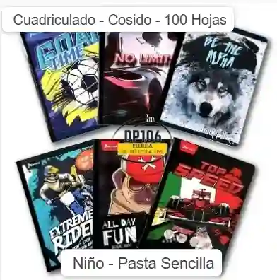 Cuaderno Cuadriculado Cosido Niño 100 Hojas Pasta Sencilla