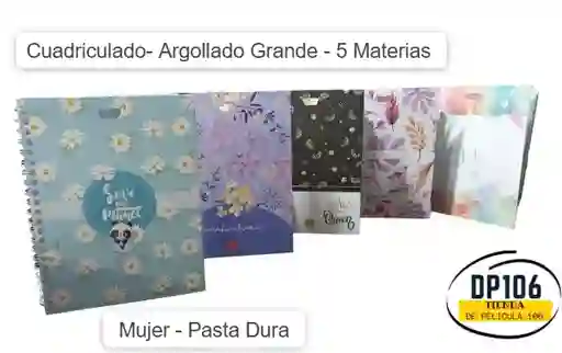 Cuaderno 5 Materias Grande Mujer