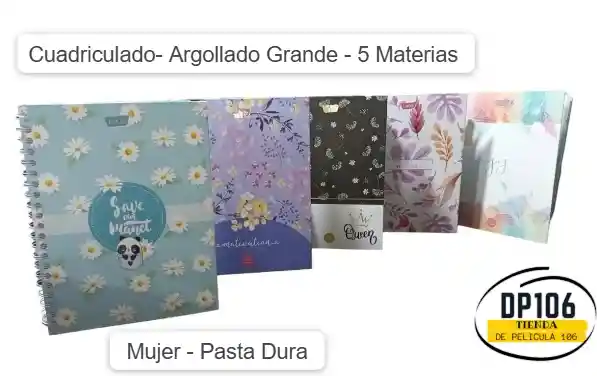Cuaderno 5 Materias Grande Mujer
