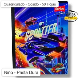 Cuaderno Cuadriculado Cosido Niño 50 Hojas Pasta Dura
