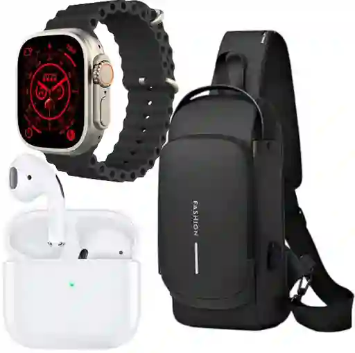 Combo Bolso Antirrobo Mini Negro + Audifono Pro 4 + T800 Ultra