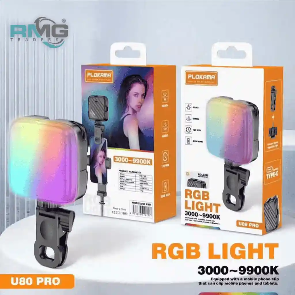 Plokama U80 Pro Portable Rgb Led Light – Mini Photography Lamp R18 Video Light For Mobile