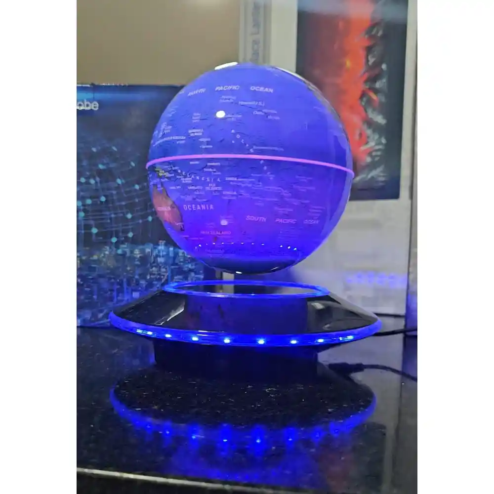 Globo Terraqueo Flotante Con Base Con Luz Ledglobo