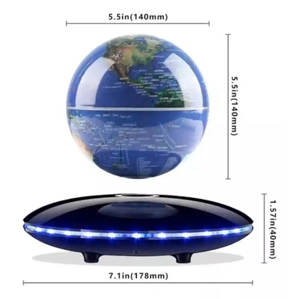Globo Terraqueo Flotante Con Base Con Luz Ledglobo