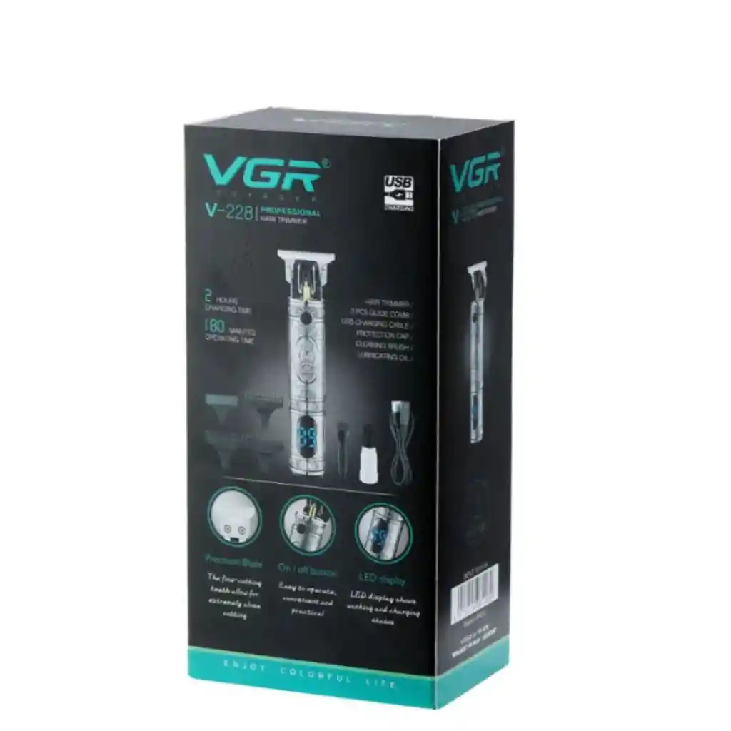 Cortadora Para Cabello Pelo Afeitadora Patillera V-228 Kit Profesional Vgr
