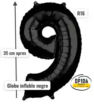 Globo Negro # 9 Tamaño R16