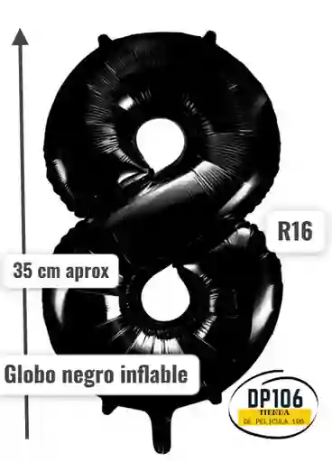 Globo Negro # 8 Tamaño R16