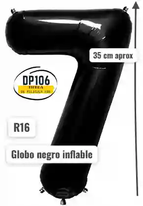 Globo Negro # 7 Tamaño R16