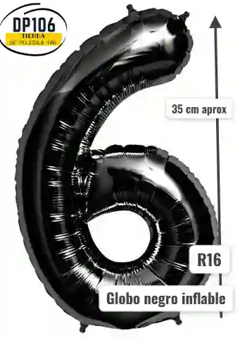 Globo Negro # 6 Tamaño R16