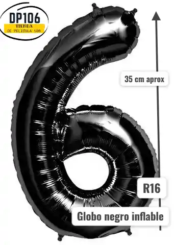 Globo Negro # 6 Tamaño R16