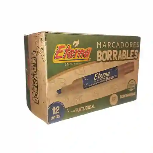 Marcador Azul Borrable Eterna Caja X 12