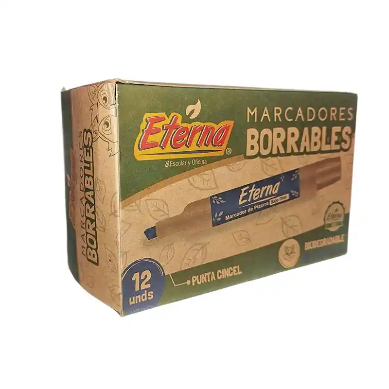 Marcador Azul Borrable Eterna Caja X 12