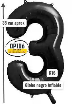 Globo Negro # 3 Tamaño R16
