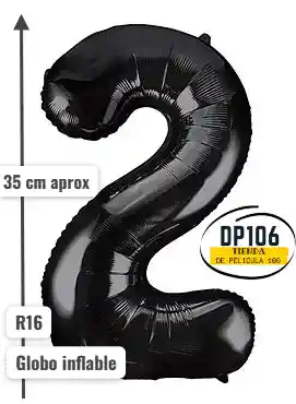 Globo Negro # 2 Tamaño R16