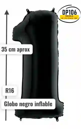 Globo Negro # 1 Tamaño R16