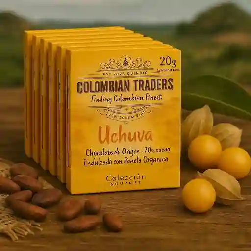 Chocolatina 70% Cacao Uchuva 20g - Paquete X10