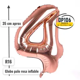 Globo De Numero Palorosa # 4 Tamaño R16