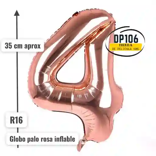 Globo De Numero Palorosa # 4 Tamaño R16