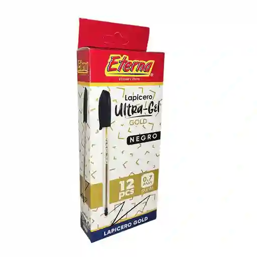 Esfero Punta Fina Gel 0.7 Eterna Caja X 12 Negro