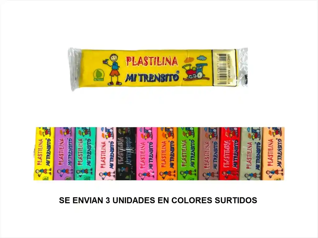 Plastilina Barra 55 Gm X 3 Und Colores Sutidos Mi Trensito