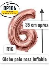 Globo De Numero Palorosa # 6 Tamaño R16