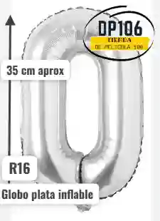 Globo De Numero Plata # 0 Tamaño R16