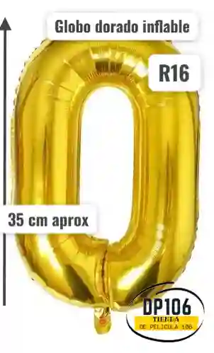 Globo De Numero Dorado # 0 Tamaño R16