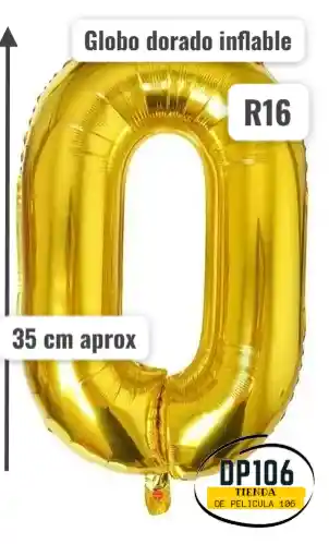 Globo De Numero Dorado # 0 Tamaño R16