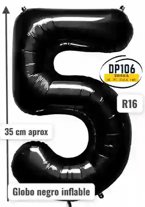 Globo Negro # 5 Tamaño R16