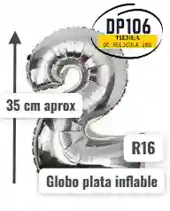 Globo De Numero Plata # 2 Tamaño R16