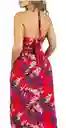 Vestido Largo De Verano S/m Casual De Vacaciones Con Cuello En V Profundo, Estampado De Hojas Divididas, Vestido Halter De Vacaciones En La Playa Para Mujeres