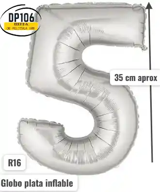 Globo De Numero Plata # 5 Tamaño R16