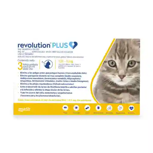 Antiparasitario Tópico Para Gato Revolution Plus 0.25 Ml X 1 Tubo
