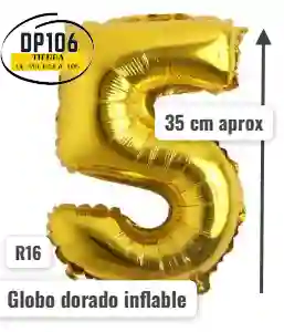 Globo De Numero Dorado # 5 Tamaño R16