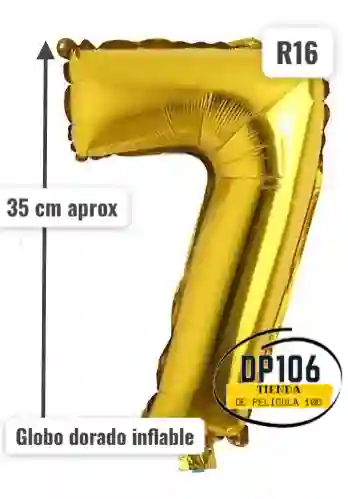 Globo De Numero Dorado # 7 Tamaño R16