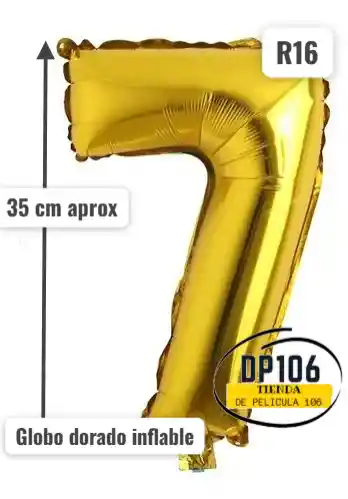 Globo De Numero Dorado # 7 Tamaño R16