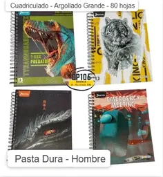 Cuaderno Cuadriculado Argollado Pasta Dura Grande Hombre