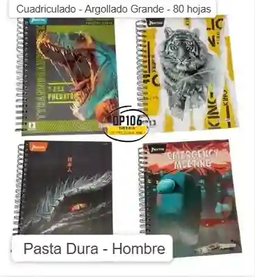 Cuaderno Cuadriculado Argollado Pasta Dura Grande Hombre